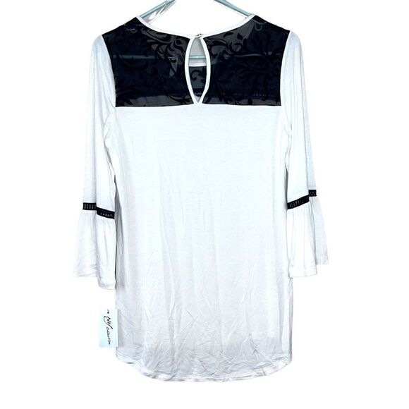 ‎NWT NY COLLECTION White LACE TOP XS - Picture 2 of 7
